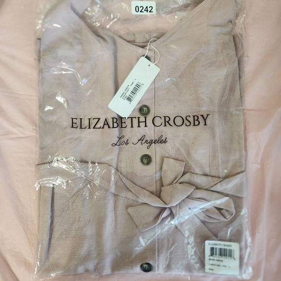 ELIZABETH CROSBY Anthropologie NWT Pink Emma Dress Tie Waist Large #0242-3 - Picture 9 of 9